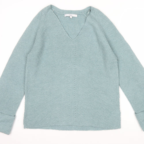 Next Women’s Green V-Neck Knit Jumper XS Wool Blend