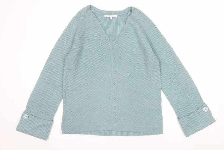Next Women’s Green V-Neck Knit Jumper XS Wool Blend