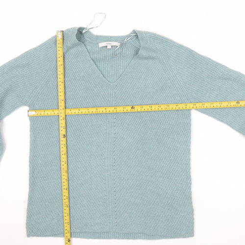 Next Women’s Green V-Neck Knit Jumper XS Wool Blend