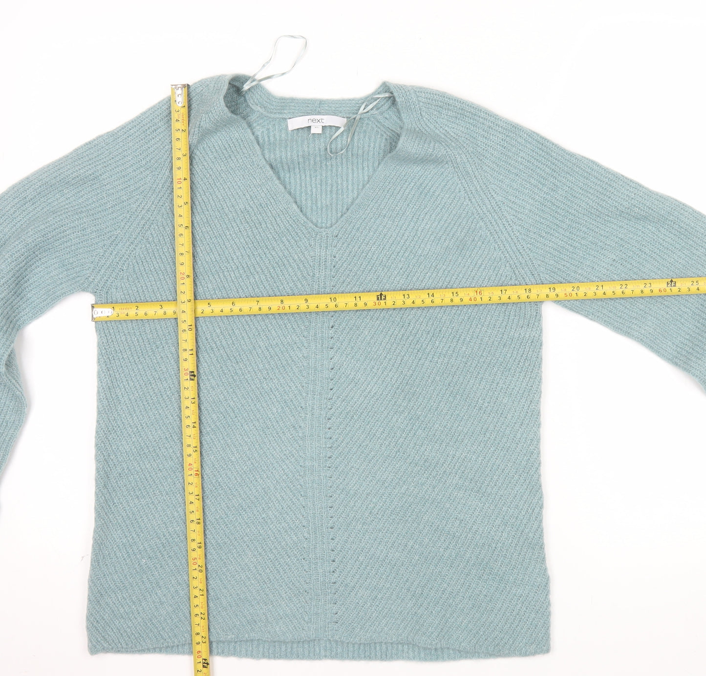 Next Women’s Green V-Neck Knit Jumper XS Wool Blend