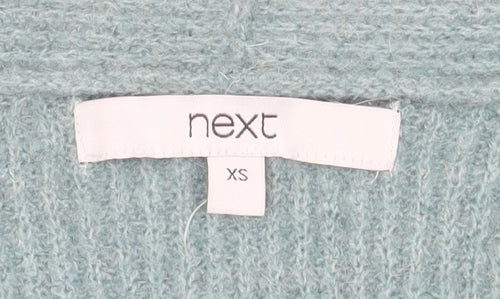Next Women’s Green V-Neck Knit Jumper XS Wool Blend