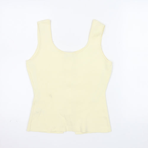 Marks and Spencer Women Ivory Knit Button Tank Top Size S
