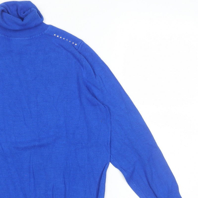 Wallis Women’s Blue Roll Neck Studded Jumper Size 14