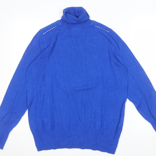 Wallis Women’s Blue Roll Neck Studded Jumper Size 14