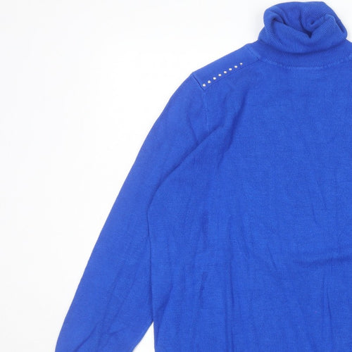 Wallis Women’s Blue Roll Neck Studded Jumper Size 14