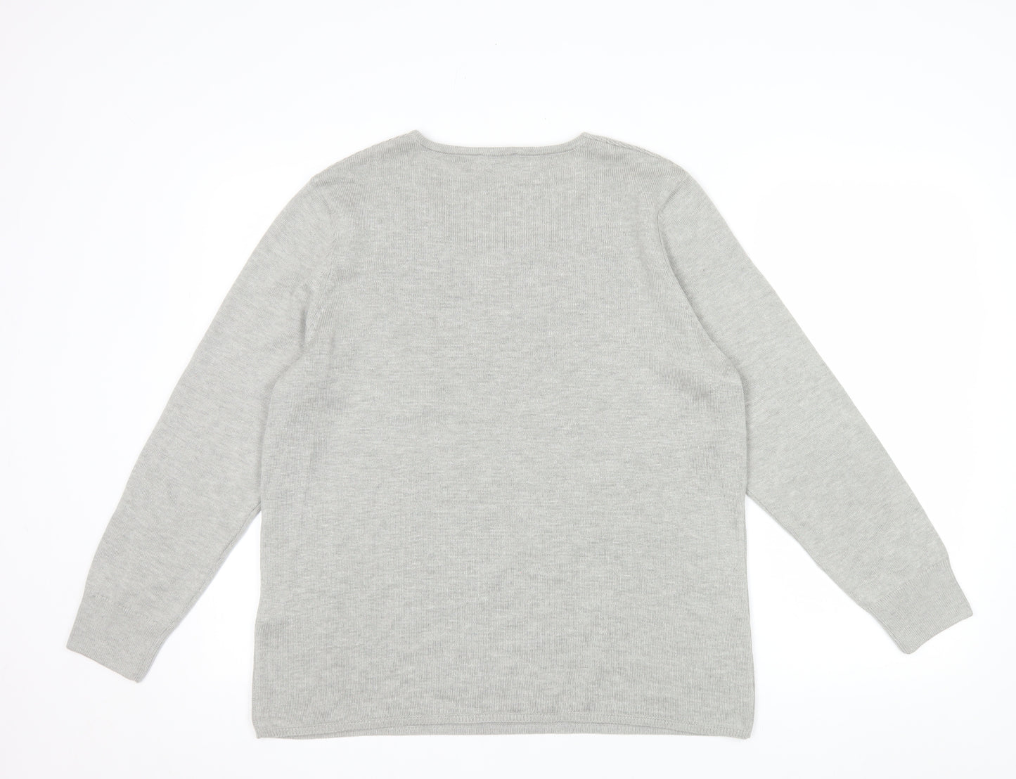 Rabe Womens Grey Square Neck Long Sleeve Knit Jumper Size 16