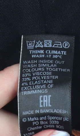 Marks and Spencer Women’s Black Regular Fit Straight Leg Trousers Size 10