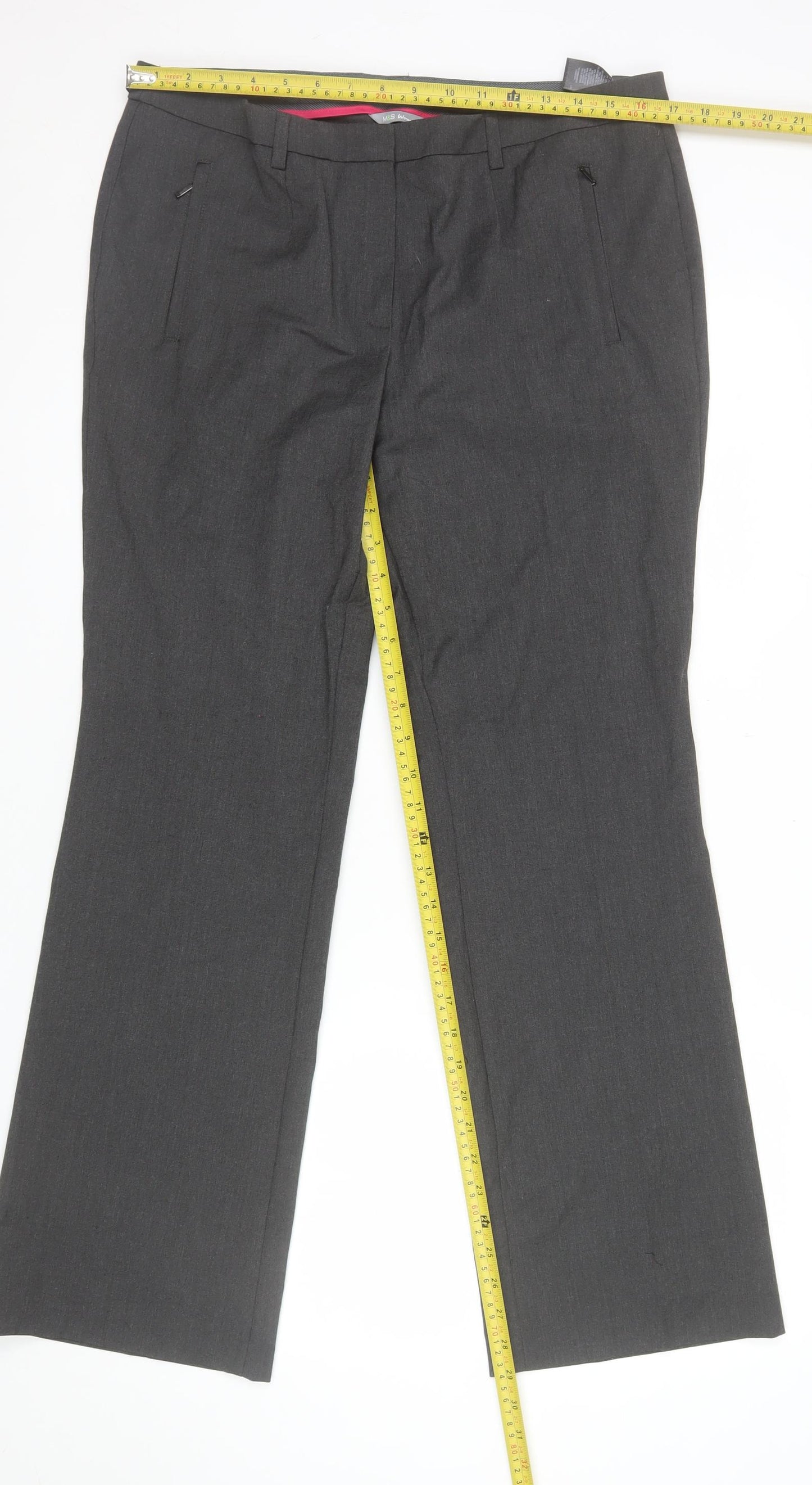 Marks and Spencer Women’s Grey Size 14 Straight Leg Dress Trousers