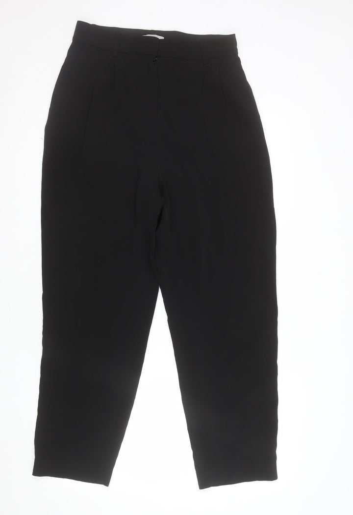 H&M Women's Black Stretch Crepe Straight Leg Trousers Size 12
