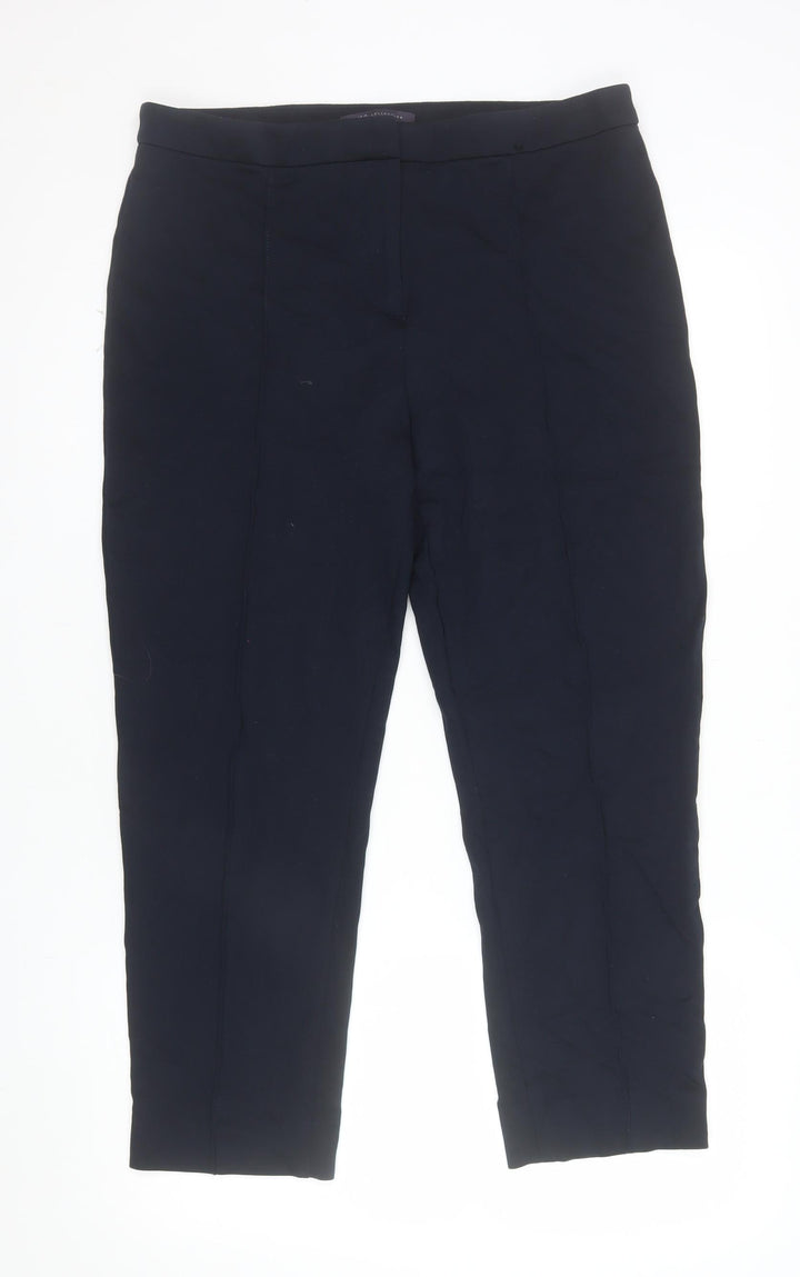 Marks and Spencer Women's Navy Blue Size 14 Stretch Straight Trousers