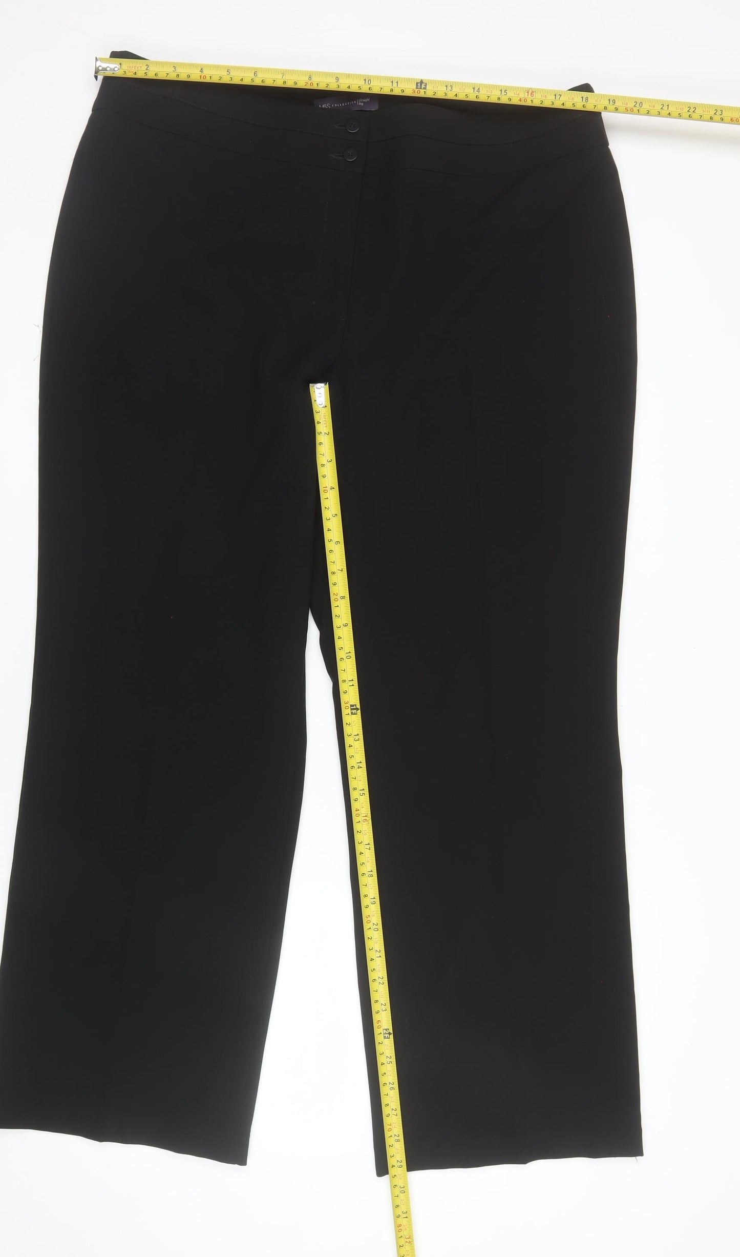 Marks and Spencer Women's Black Size 18 Straight Leg Trousers