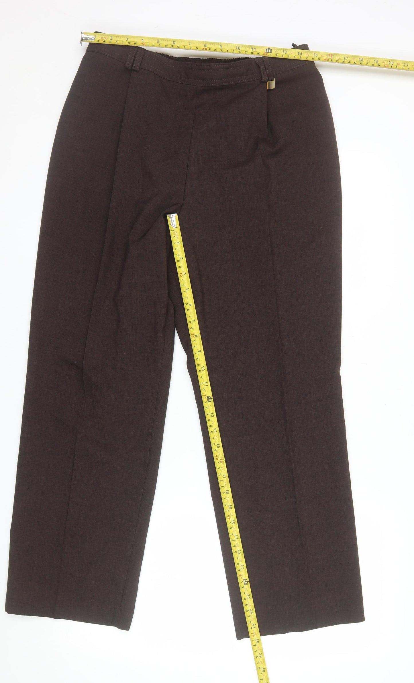 Marks and Spencer Women’s Brown Size 14 Short Straight Leg Trousers