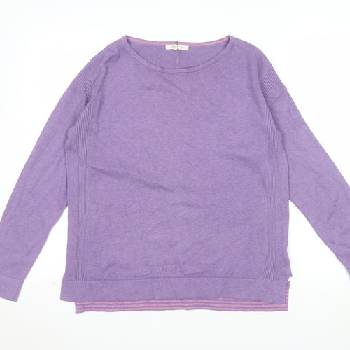 White Stuff Women's Purple Crew Neck Cotton Wool Jumper UK 10