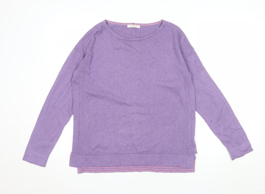 White Stuff Women's Purple Crew Neck Cotton Wool Jumper UK 10