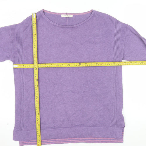 White Stuff Women's Purple Crew Neck Cotton Wool Jumper UK 10