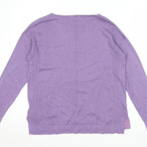 White Stuff Women's Purple Crew Neck Cotton Wool Jumper UK 10