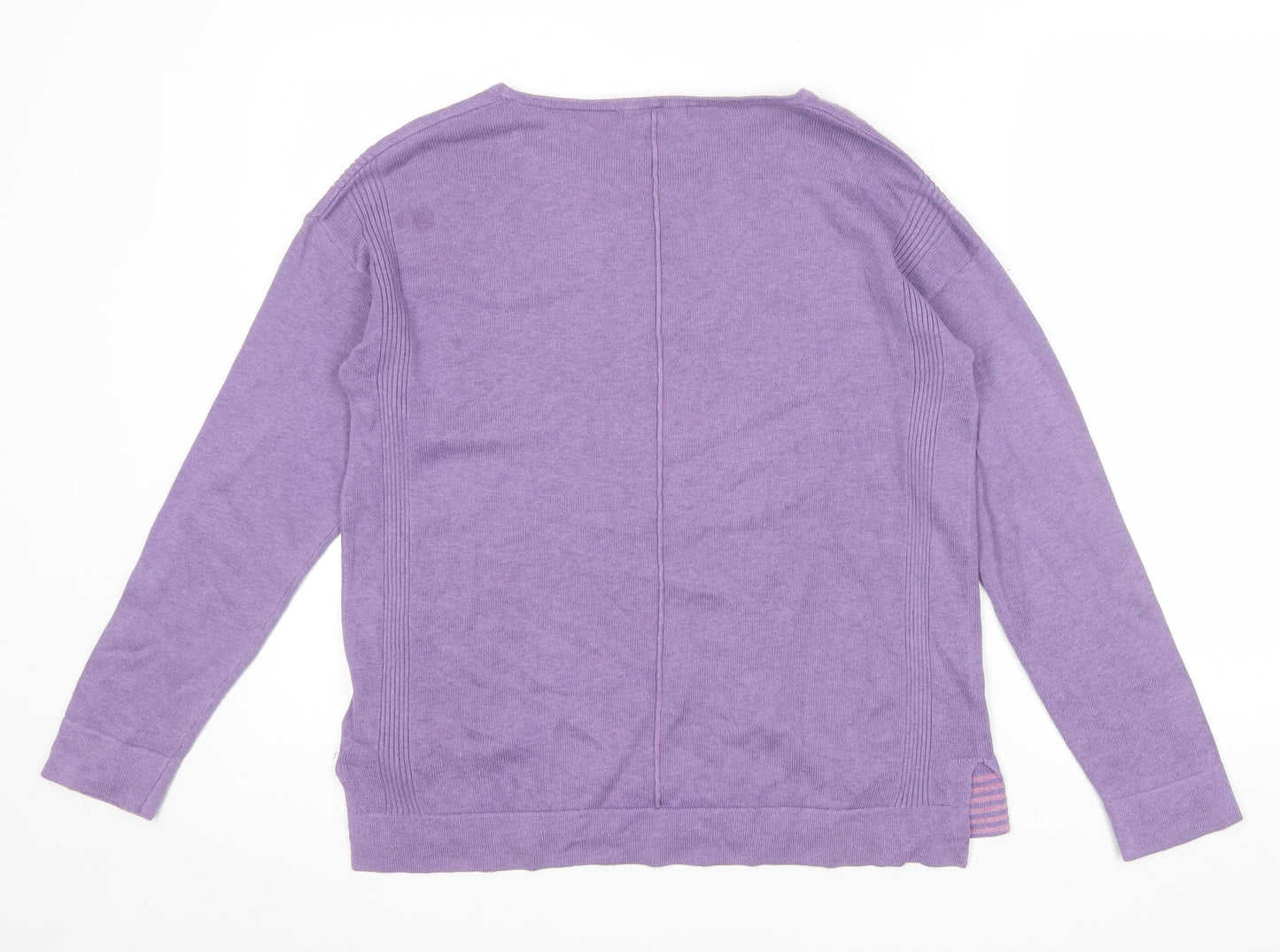White Stuff Women's Purple Crew Neck Cotton Wool Jumper UK 10