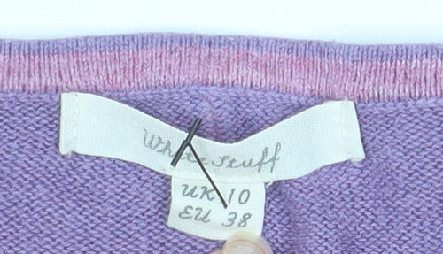 White Stuff Women's Purple Crew Neck Cotton Wool Jumper UK 10