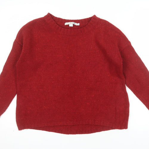 Boden Women's Red Wool Alpaca Blend Jumper Size 8 Crew Neck Long Sleeve