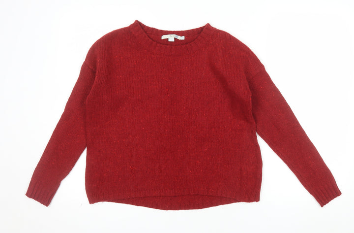Boden Women's Red Wool Alpaca Blend Jumper Size 8 Crew Neck Long Sleeve