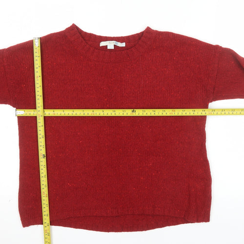 Boden Women's Red Wool Alpaca Blend Jumper Size 8 Crew Neck Long Sleeve