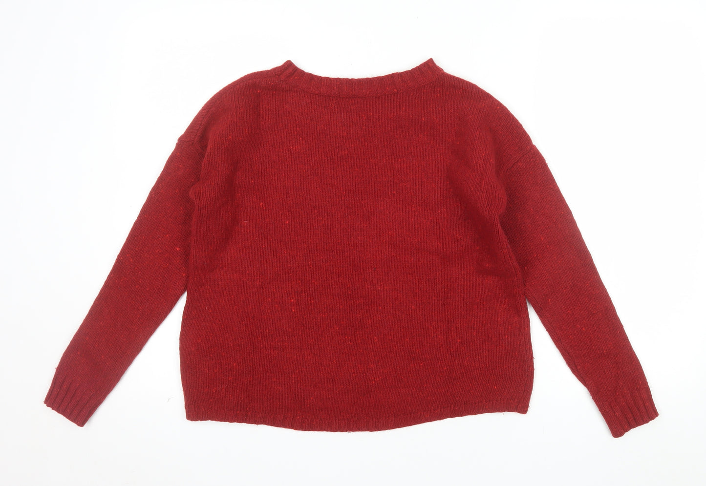 Boden Women's Red Wool Alpaca Blend Jumper Size 8 Crew Neck Long Sleeve