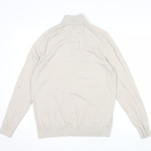 Marks and Spencer Autograph Men's Beige Merino Wool 1/2 Zip Jumper L