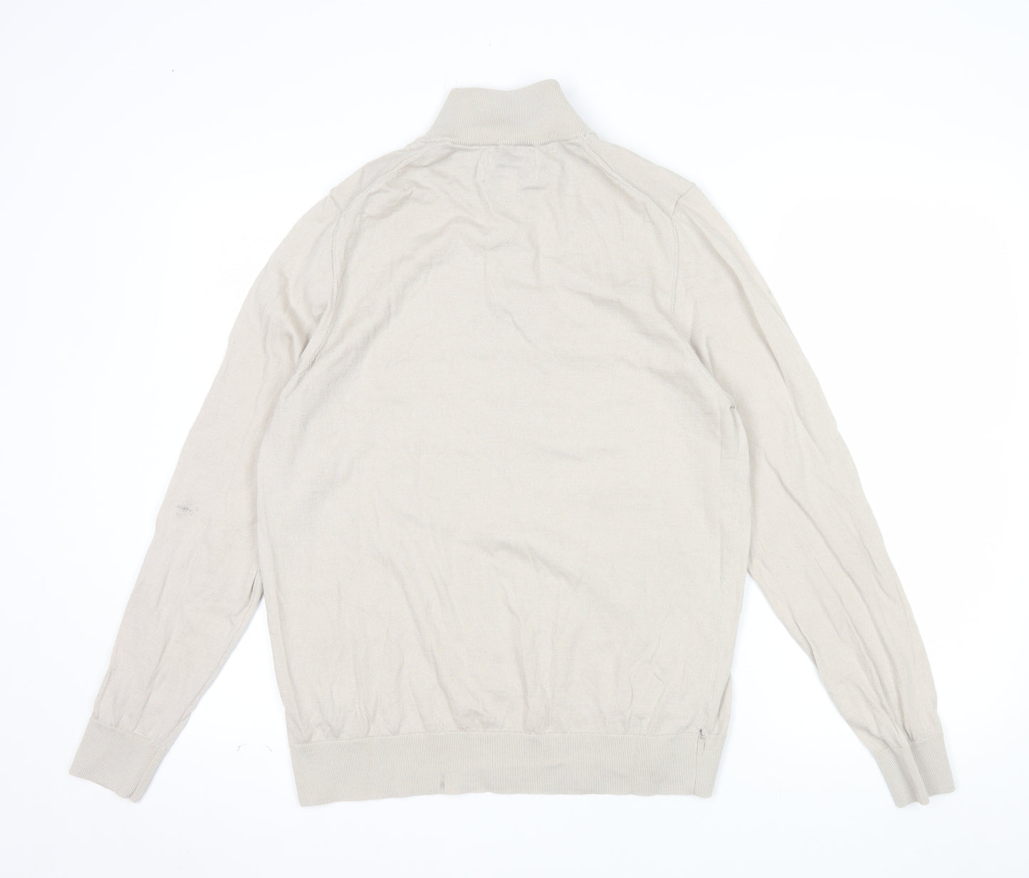Marks and Spencer Autograph Men's Beige Merino Wool 1/2 Zip Jumper L