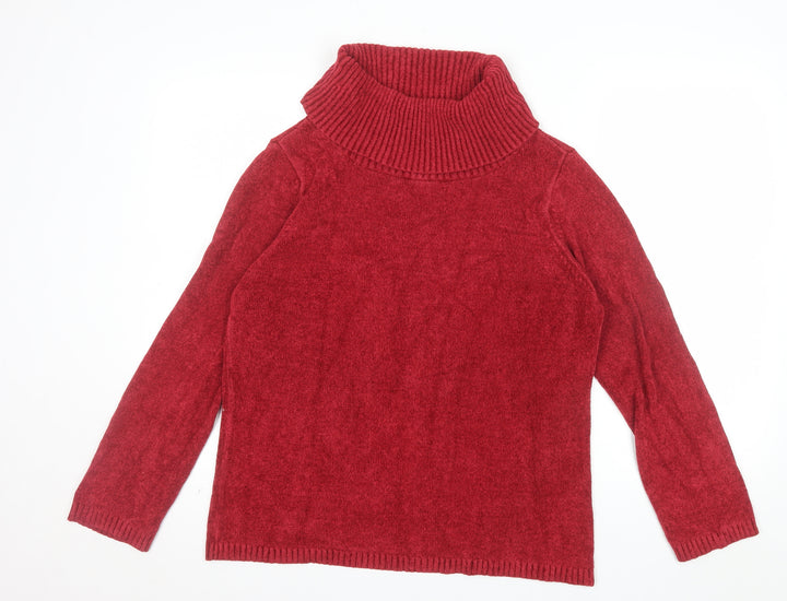 Marks and Spencer Women's Red Roll Neck Knit Jumper Size 16