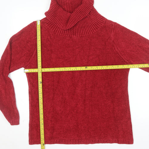 Marks and Spencer Women's Red Roll Neck Knit Jumper Size 16