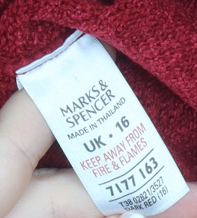 Marks and Spencer Women's Red Roll Neck Knit Jumper Size 16