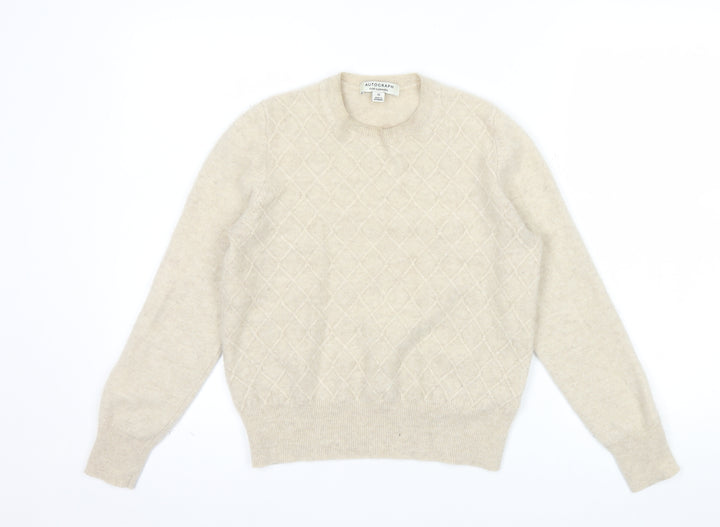 Marks and Spencer Women Beige Pure Cashmere Crew Neck Jumper Size 10
