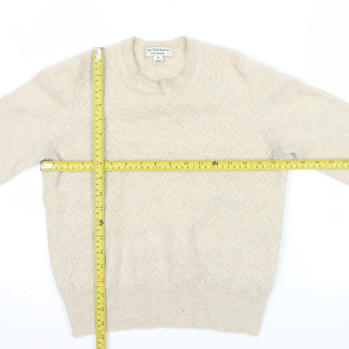 Marks and Spencer Women Beige Pure Cashmere Crew Neck Jumper Size 10