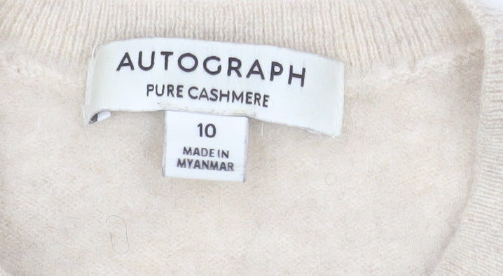 Marks and Spencer Women Beige Pure Cashmere Crew Neck Jumper Size 10