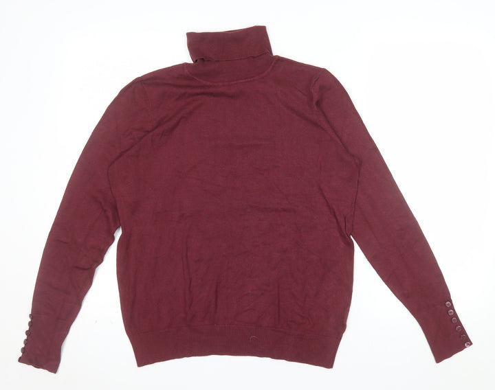 Debenhams Women's Red Roll Neck Long Sleeve Knit Jumper Size 14