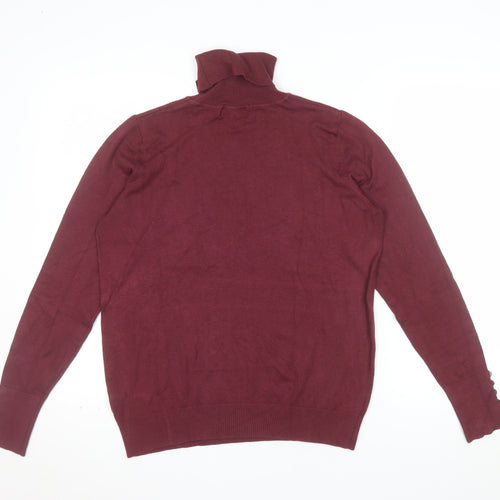 Debenhams Women's Red Roll Neck Long Sleeve Knit Jumper Size 14