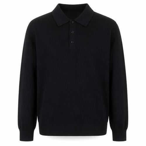 Marks and Spencer Mens Black Cotton Modal Long Sleeve Polo M