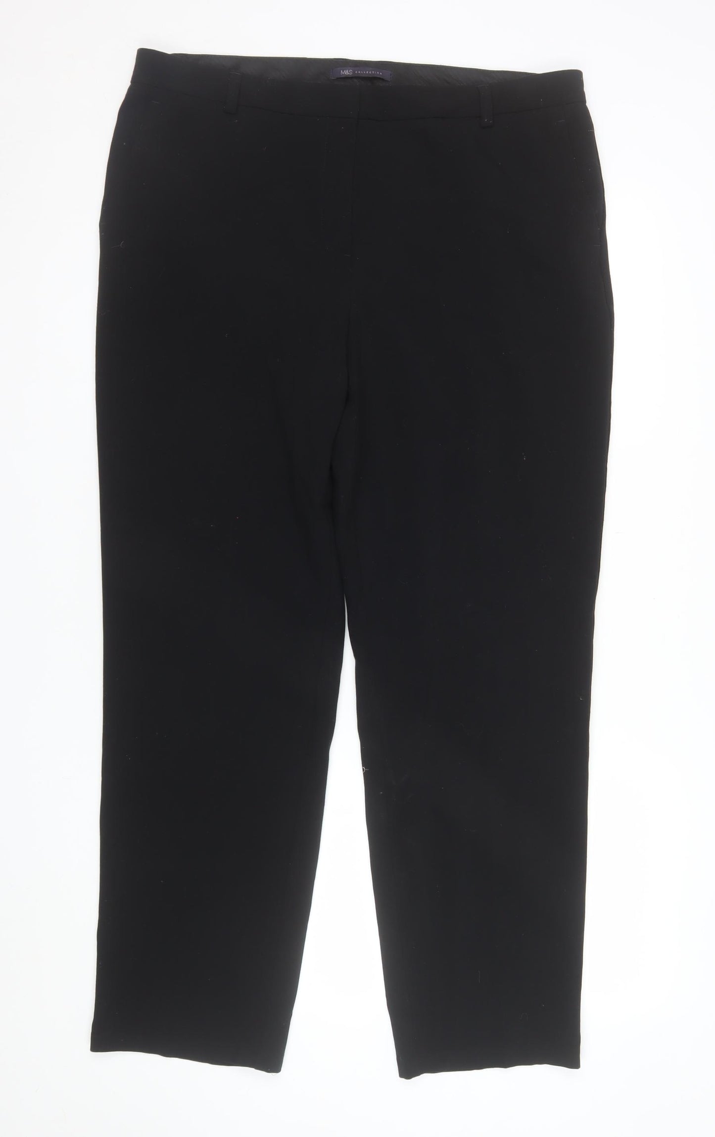 Marks and Spencer Women's Black Size 16 Regular Stretch Trousers