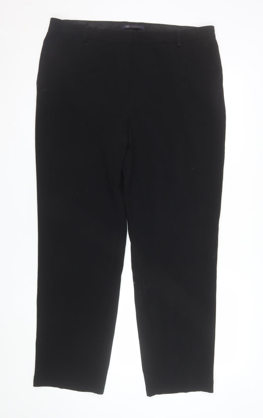 Marks and Spencer Women's Black Size 16 Regular Stretch Trousers