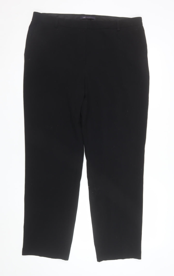 Marks and Spencer Women's Black Size 16 Regular Stretch Trousers