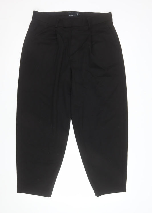 ASOS DESIGN Women's Black Pleated Trousers Size 14 Regular Fit