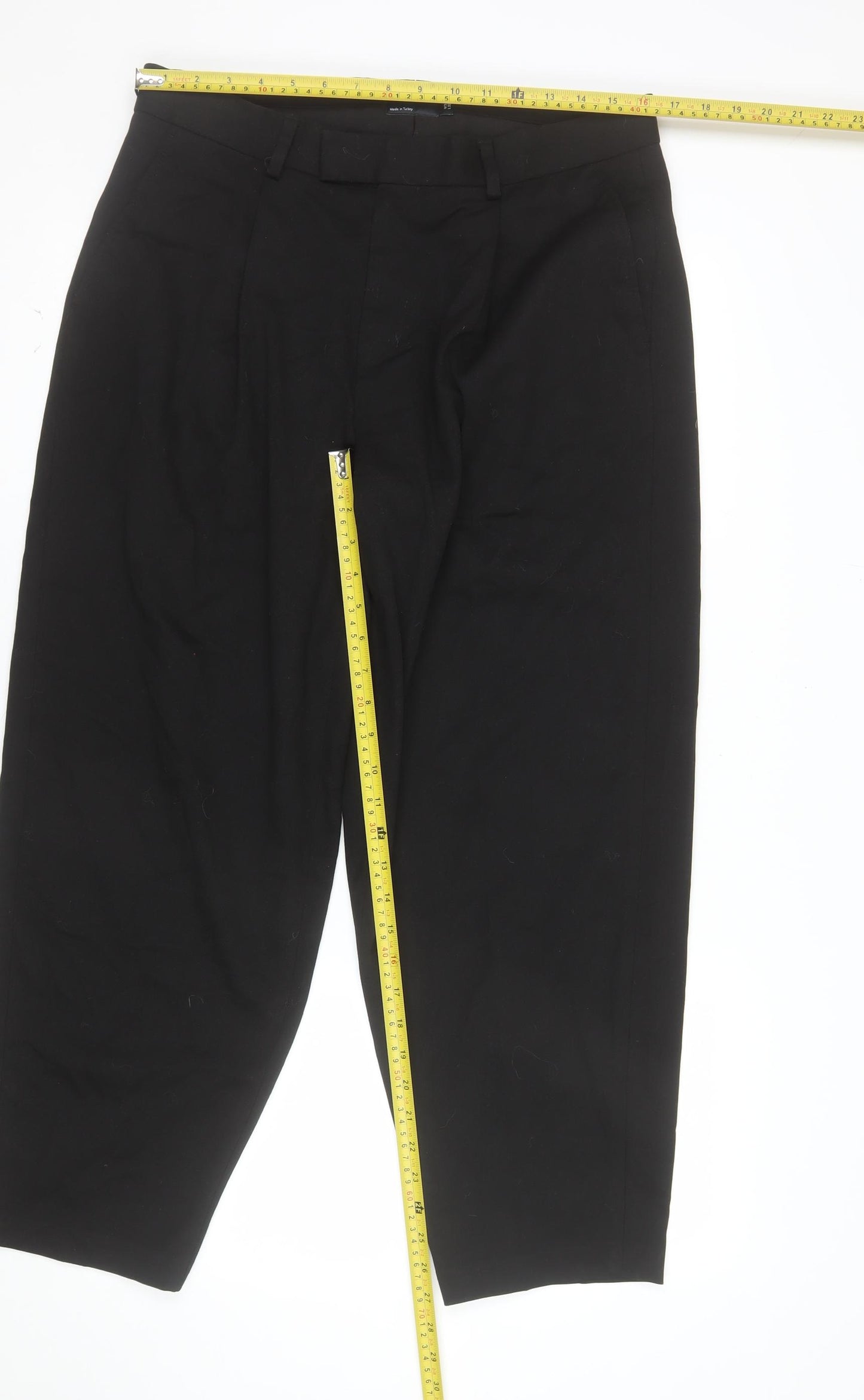 ASOS DESIGN Women's Black Pleated Trousers Size 14 Regular Fit