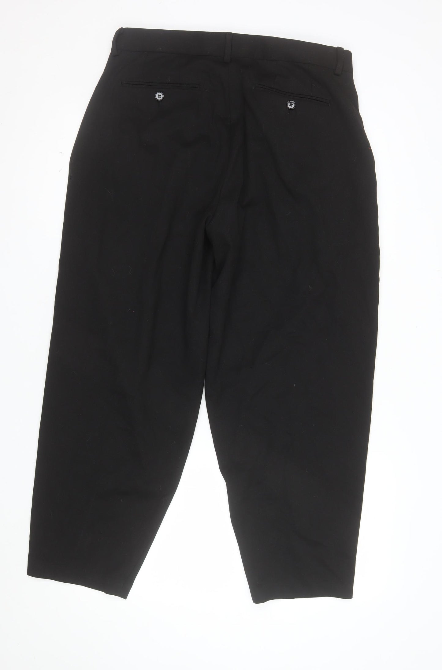 ASOS DESIGN Women's Black Pleated Trousers Size 14 Regular Fit