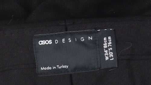 ASOS DESIGN Women's Black Pleated Trousers Size 14 Regular Fit