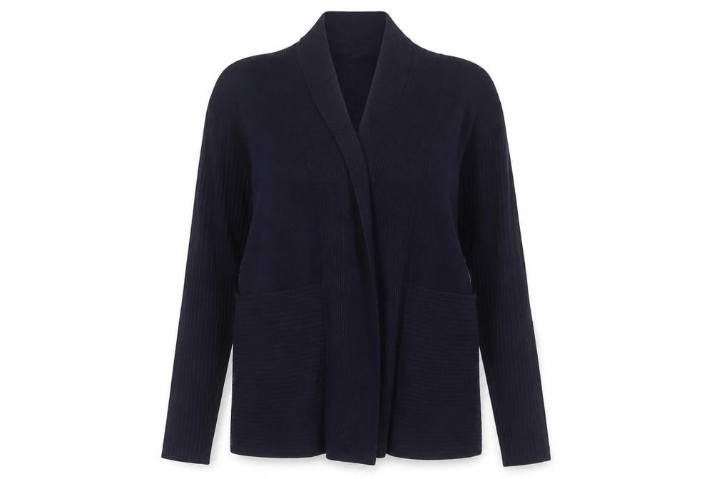 Front view of 89th & Madison Women's Black Knit Open Cardigan M