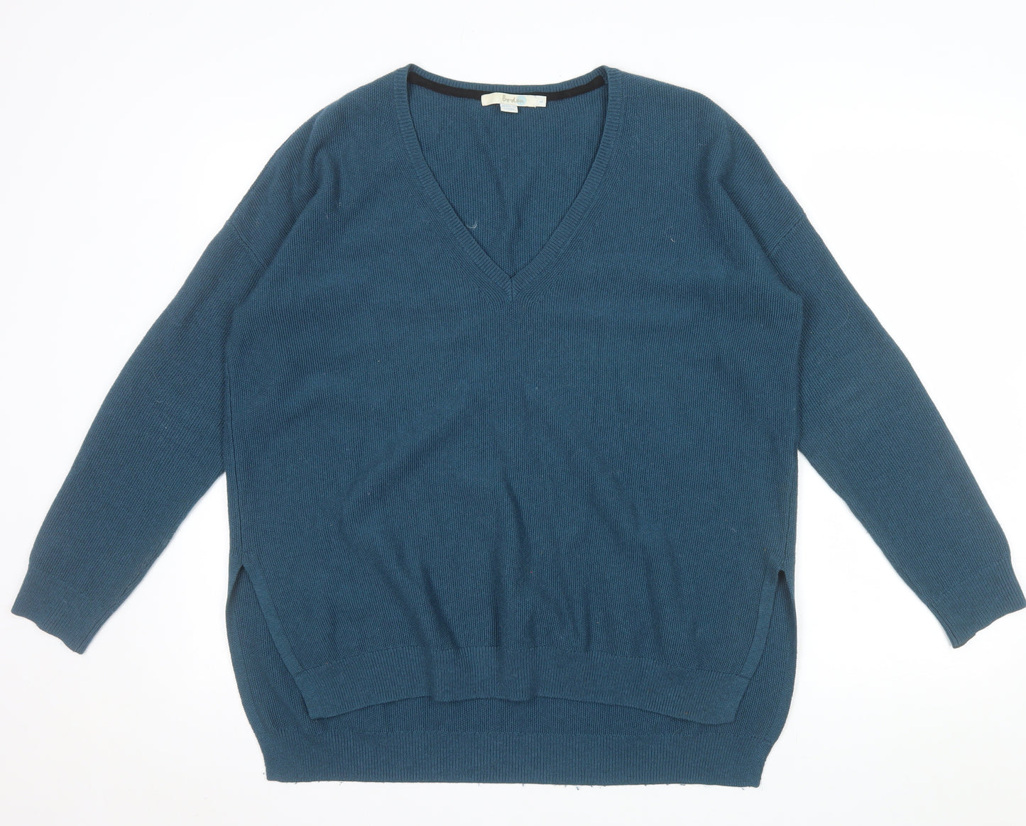 Boden Women Blue Wool Blend V-Neck Long Sleeve Pullover Jumper L