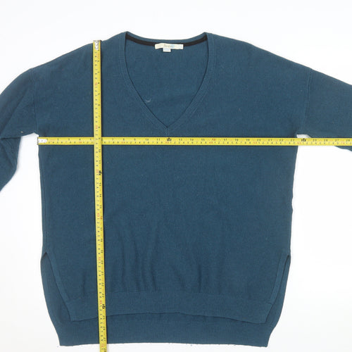 Boden Women Blue Wool Blend V-Neck Long Sleeve Pullover Jumper L