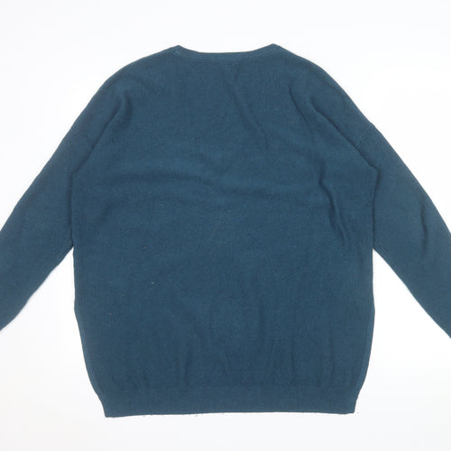Boden Women Blue Wool Blend V-Neck Long Sleeve Pullover Jumper L