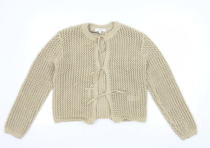 Marks and Spencer Women Beige Open Knit Cardigan Size S