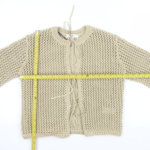 Marks and Spencer Women Beige Open Knit Cardigan Size S